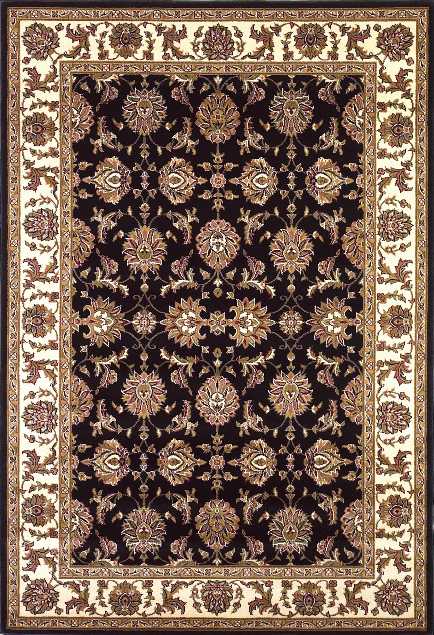 2' X 3' Black And Ivory Floral Area Rug-1