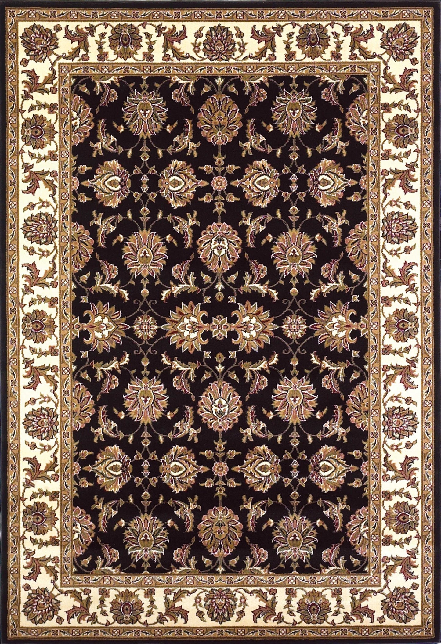 2' X 3' Black And Ivory Floral Area Rug-5