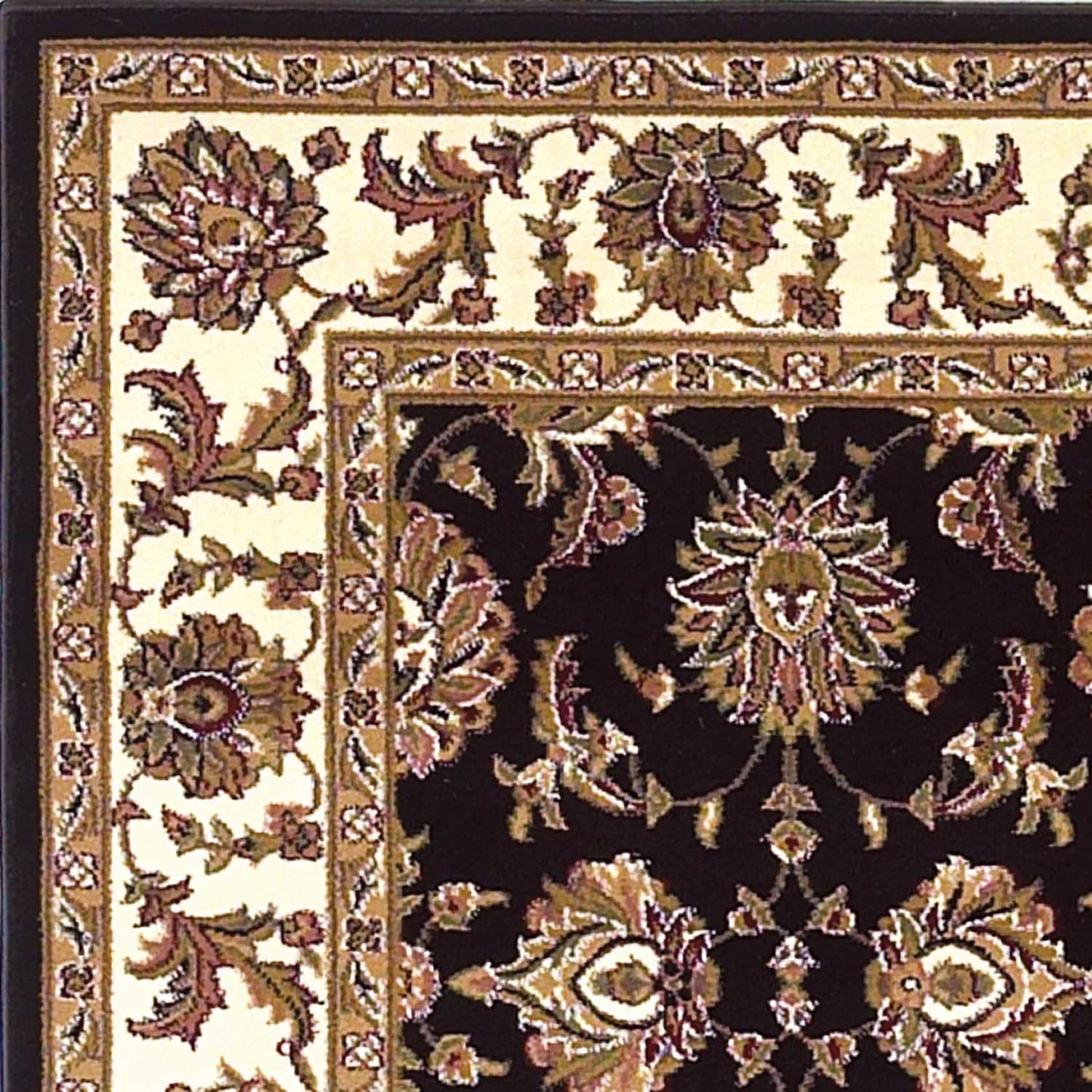 2' X 3' Black And Ivory Floral Area Rug-3