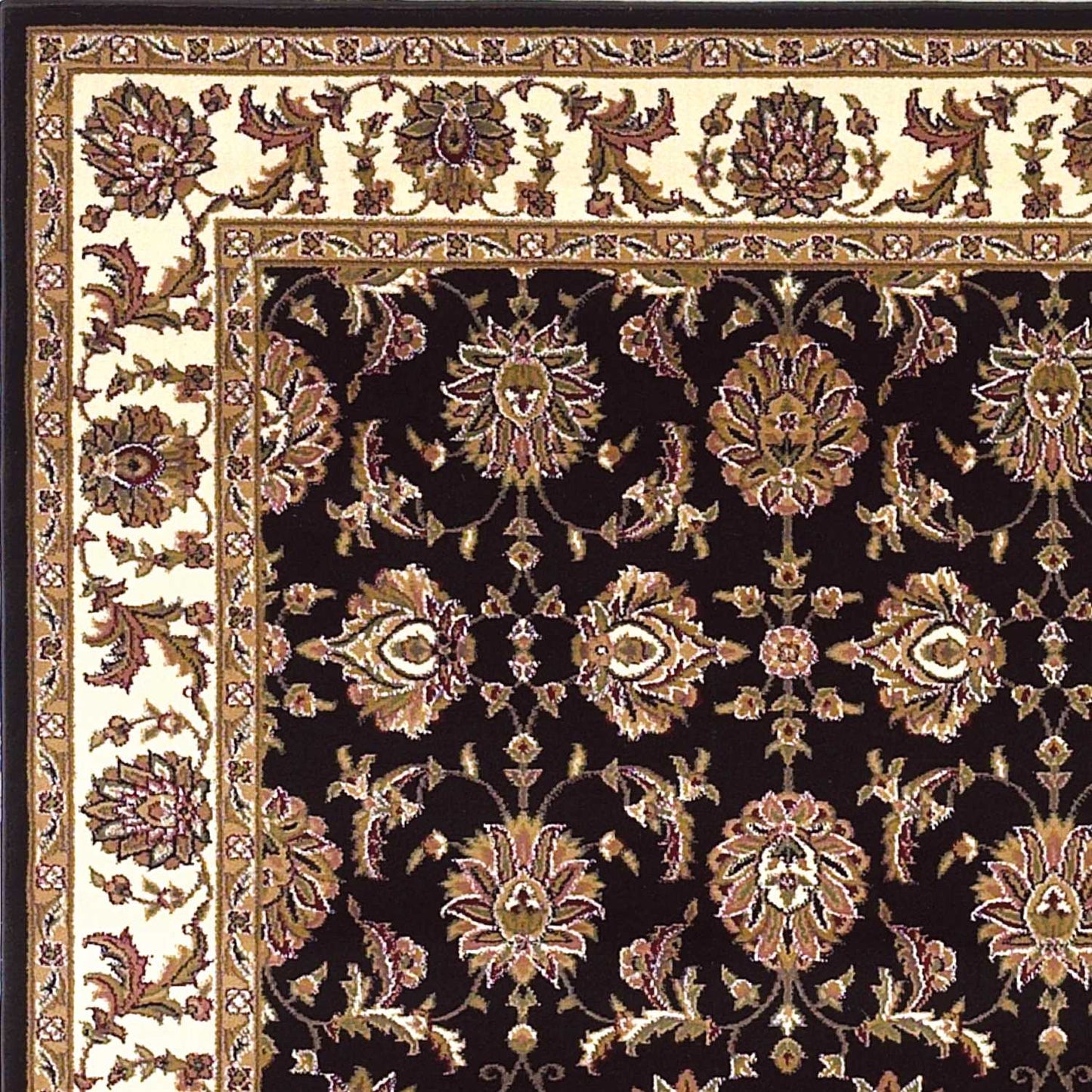2' X 3' Black And Ivory Floral Area Rug-4