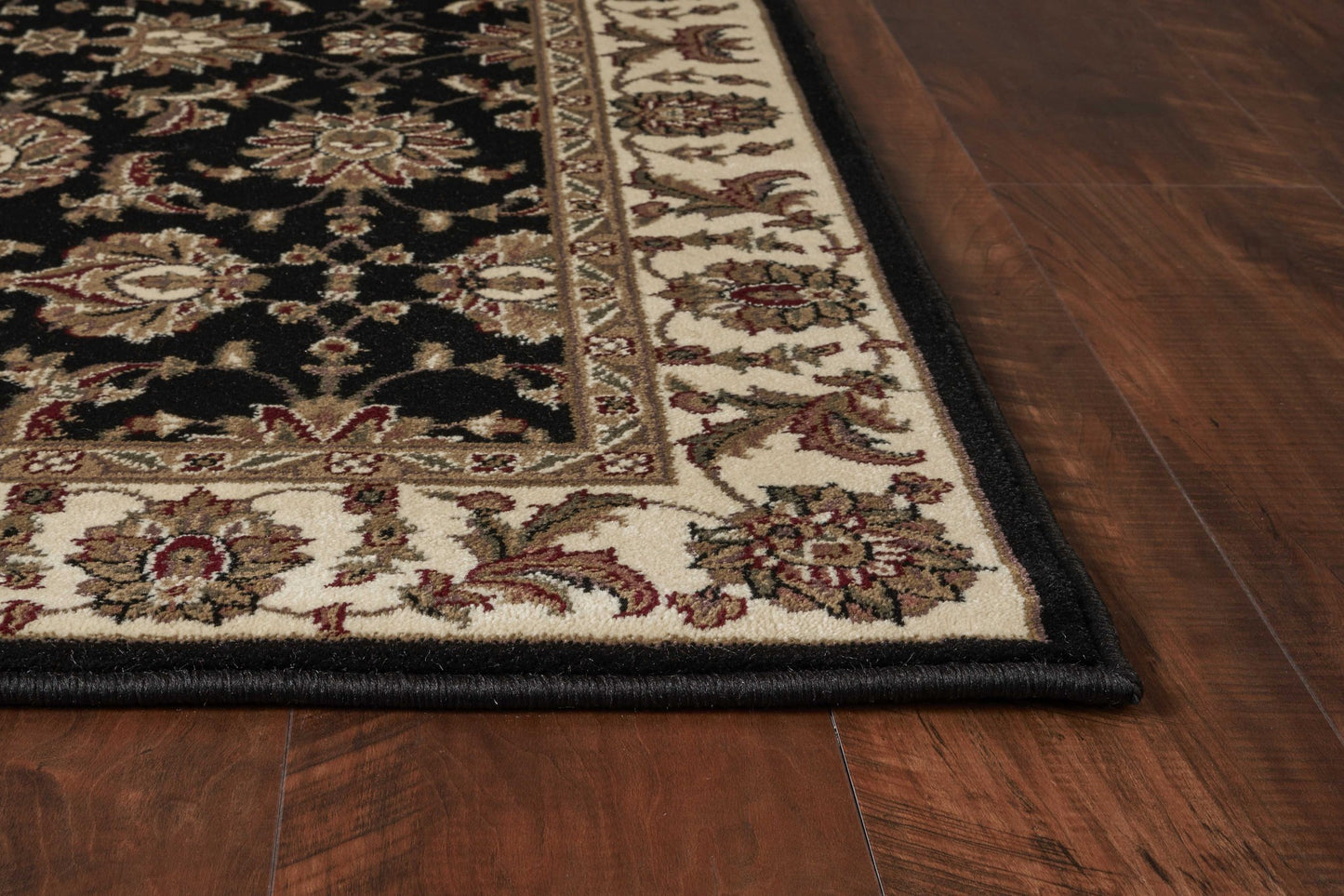2' X 3' Black And Ivory Floral Area Rug-6