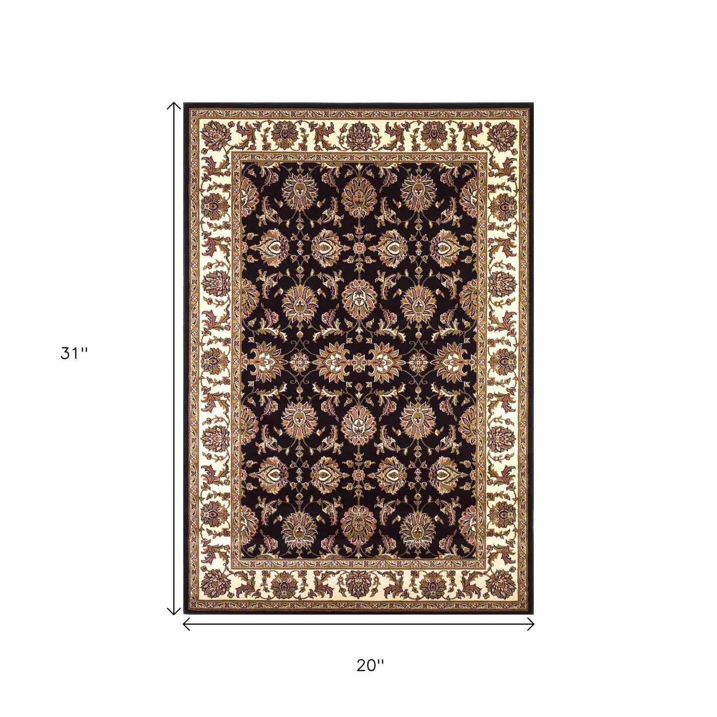 2' X 3' Black And Ivory Floral Area Rug-2