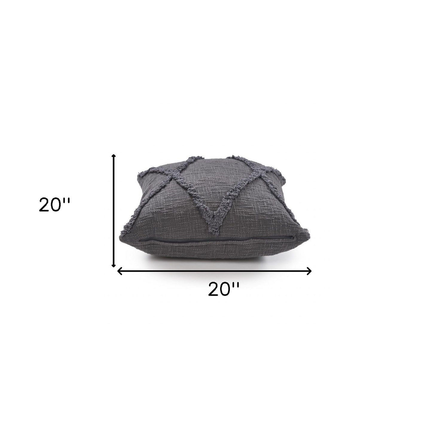 20" X 20" Dark Gray 100% Cotton Geometric Zippered Pillow-8