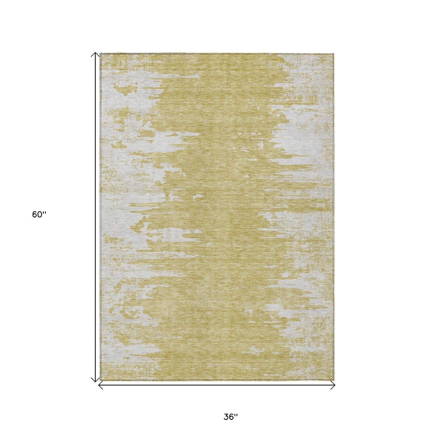 3' X 5' Gold And Ivory Abstract Washable Indoor Outdoor Area Rug-2
