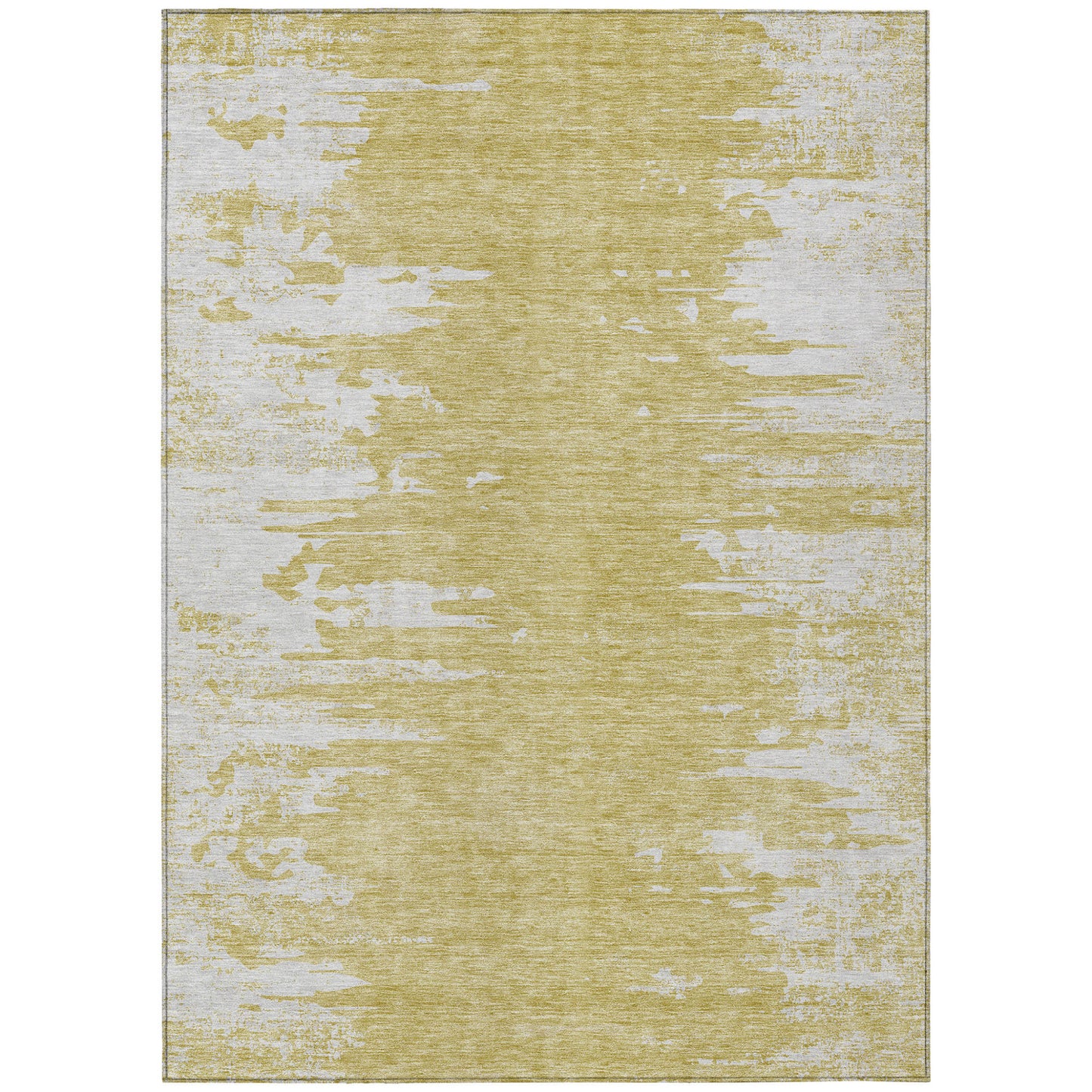 3' X 5' Gold And Ivory Abstract Washable Indoor Outdoor Area Rug-1