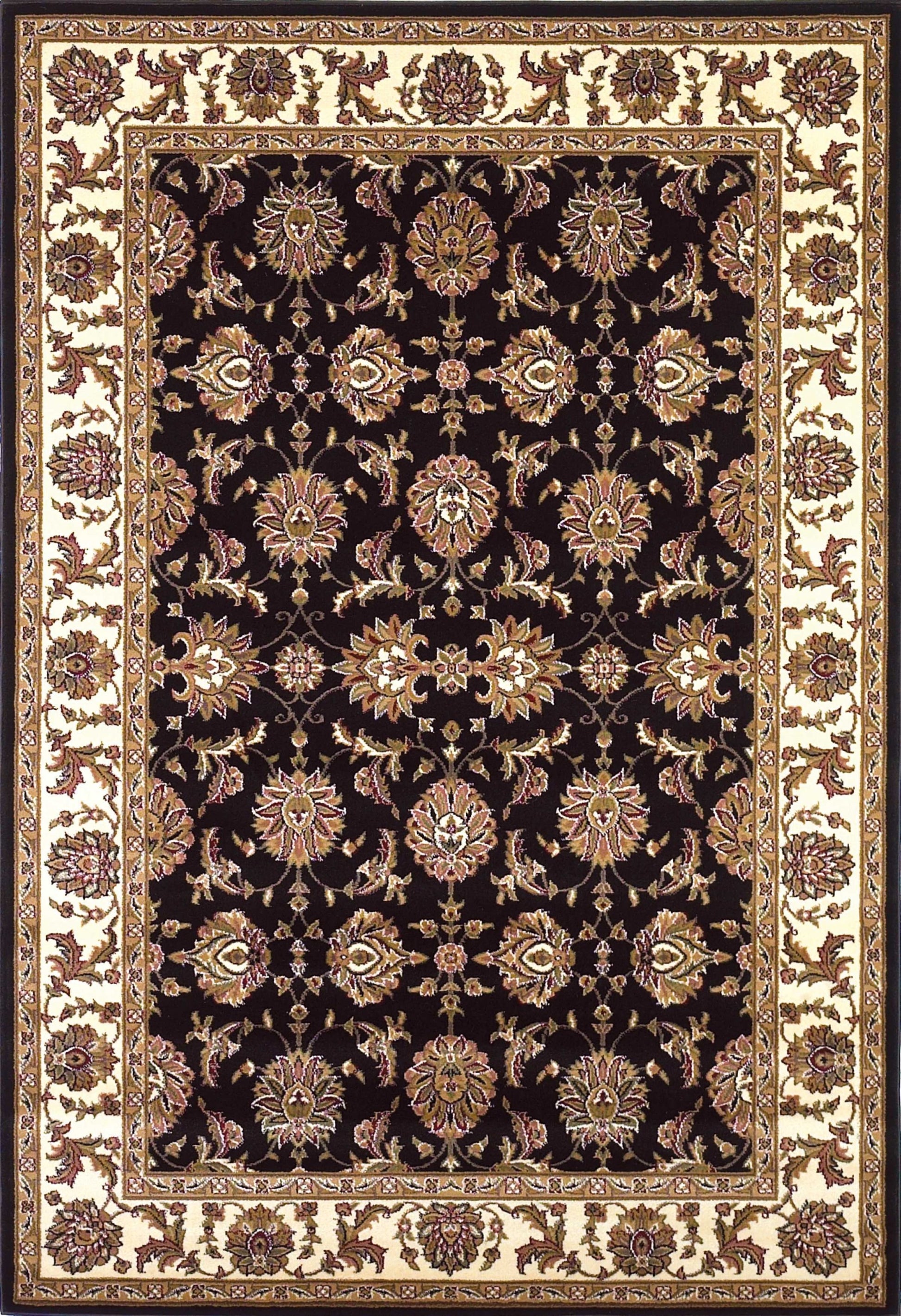 2' X 3' Black And Ivory Floral Area Rug-1