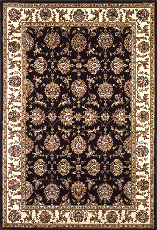 2' X 3' Black And Ivory Floral Area Rug-1