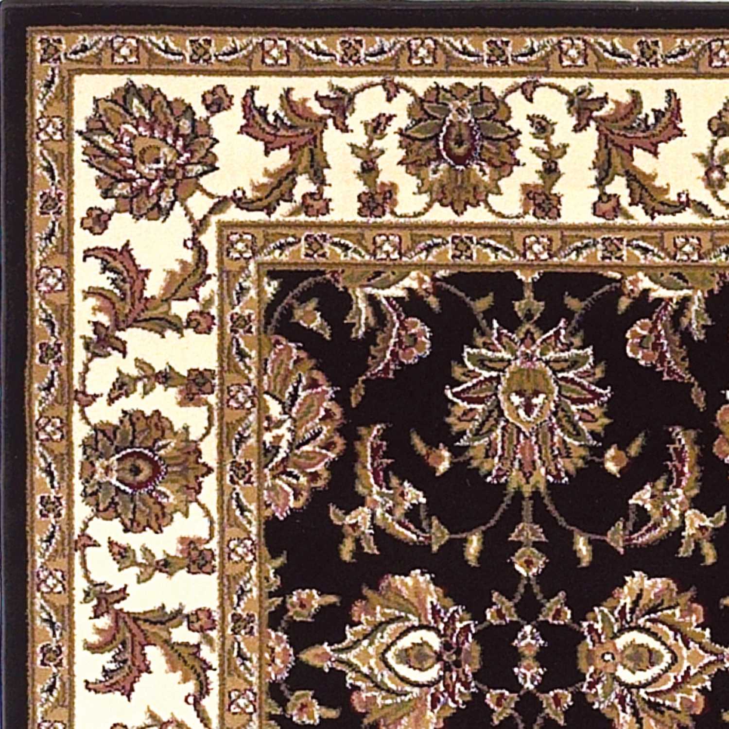 2' X 3' Black And Ivory Floral Area Rug-3
