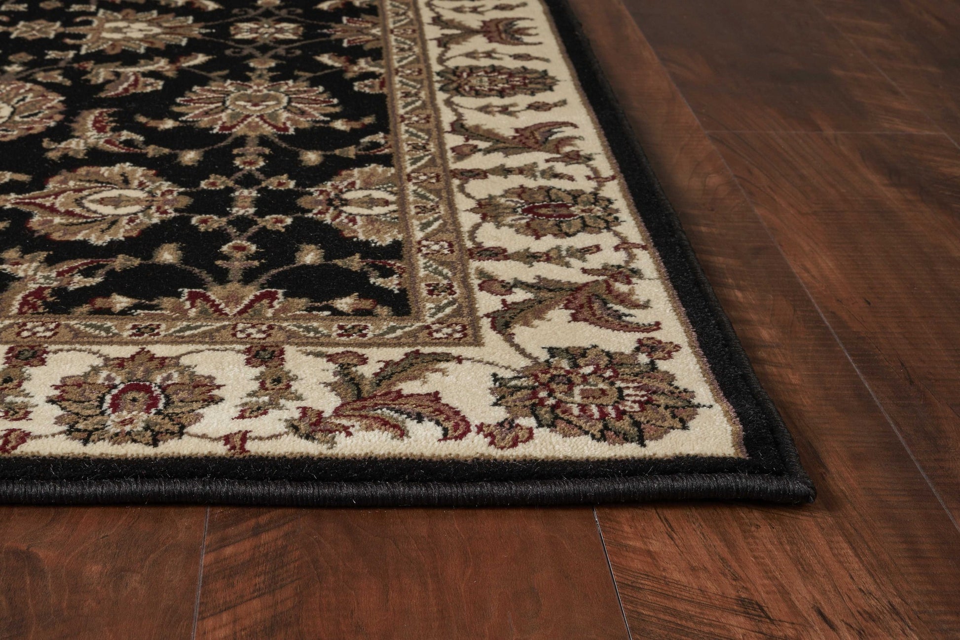 2' X 3' Black And Ivory Floral Area Rug-6