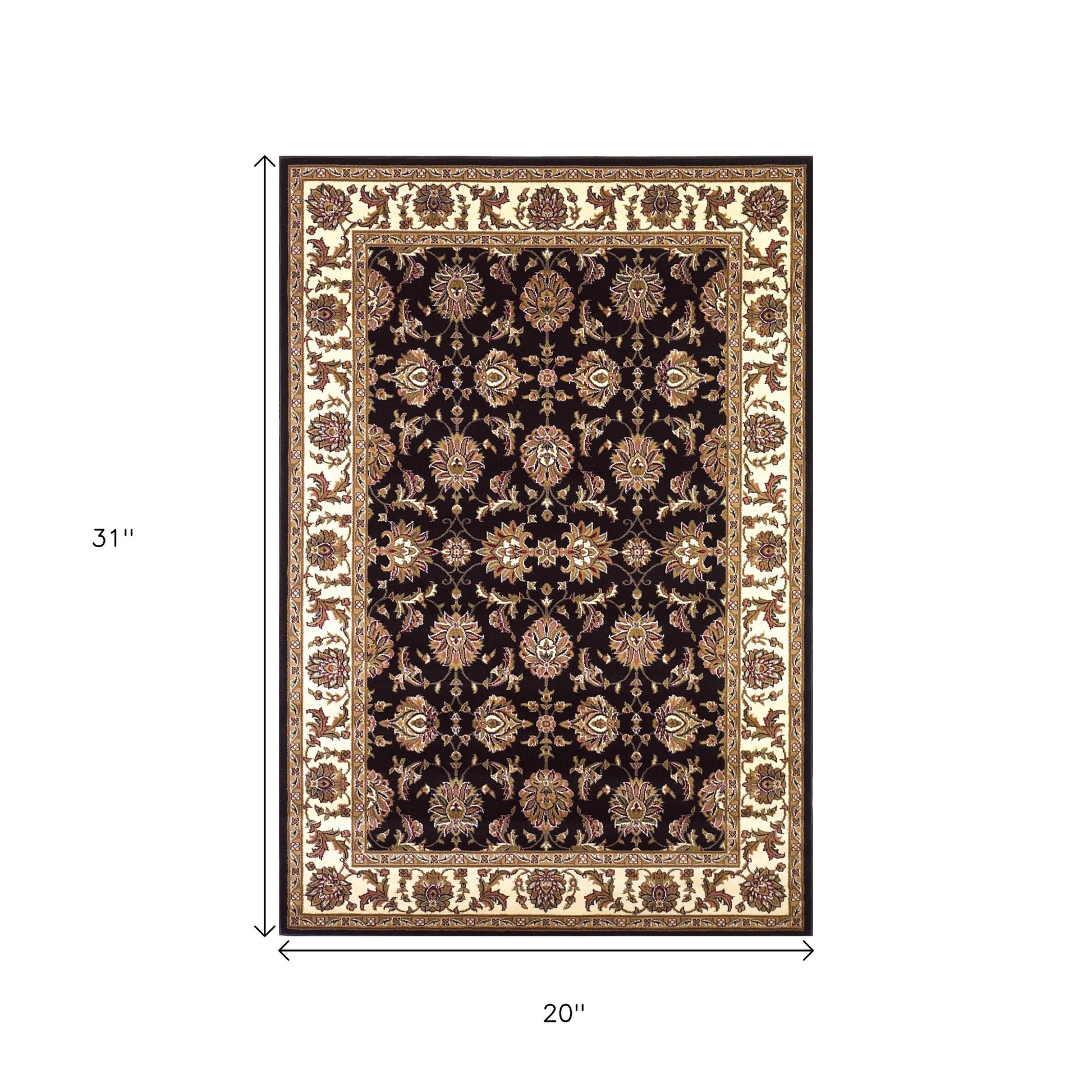 2' X 3' Black And Ivory Floral Area Rug-2