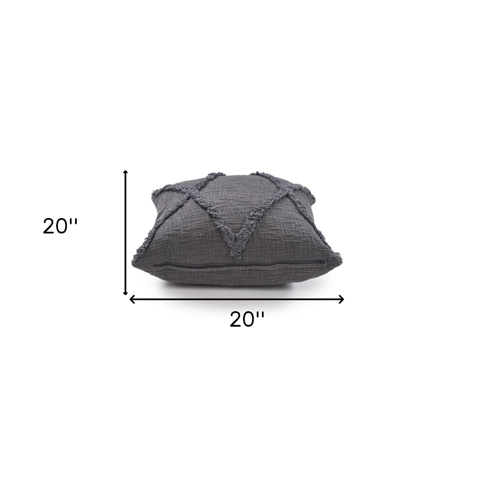 20" X 20" Dark Gray 100% Cotton Geometric Zippered Pillow-8