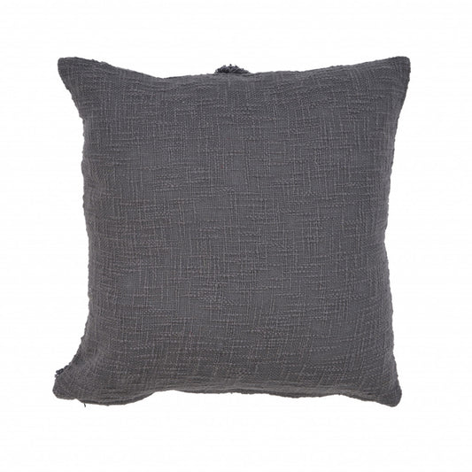 20" X 20" Dark Gray 100% Cotton Geometric Zippered Pillow-1