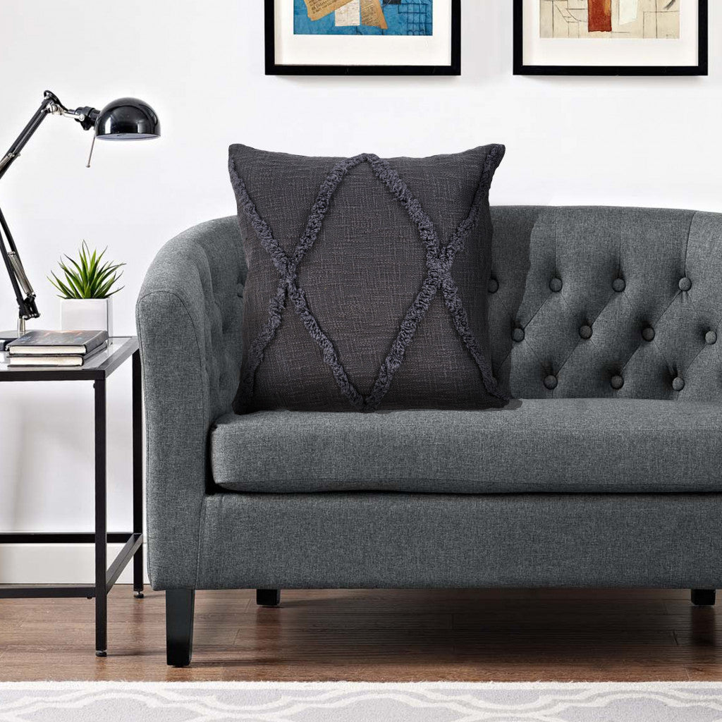 20" X 20" Dark Gray 100% Cotton Geometric Zippered Pillow-6