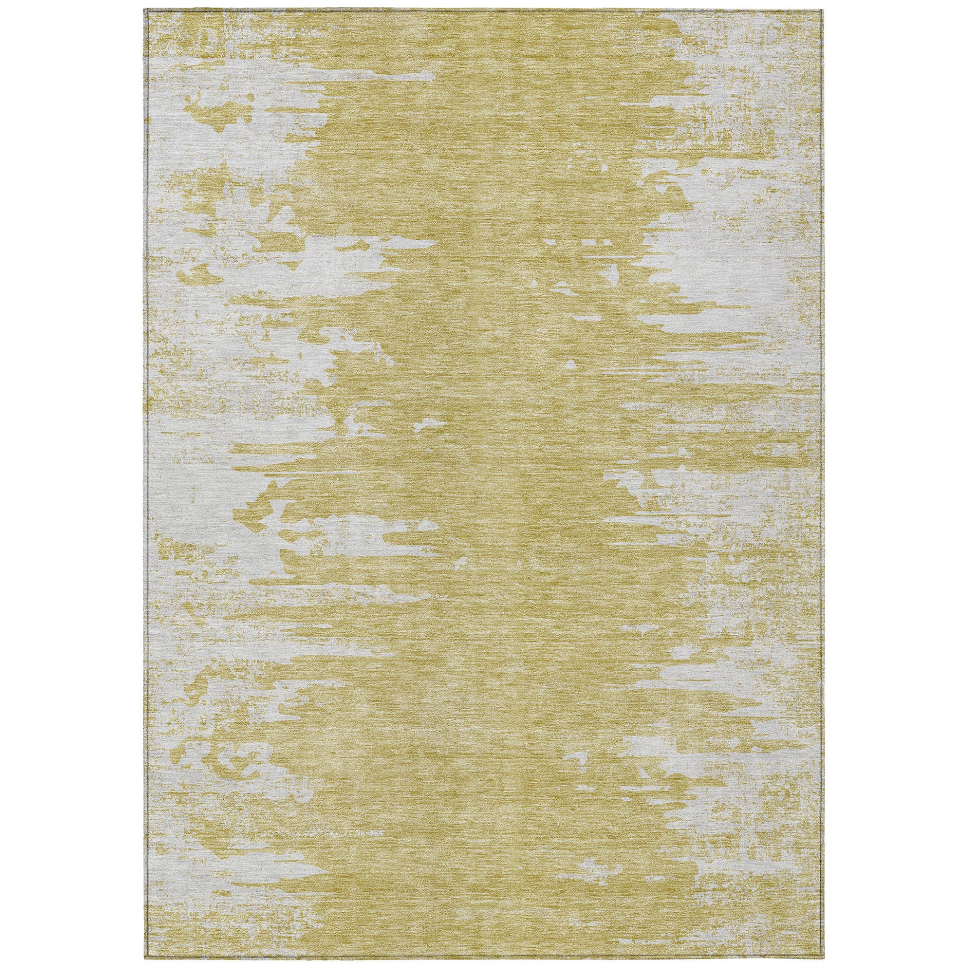 3' X 5' Gold And Ivory Abstract Washable Indoor Outdoor Area Rug-1