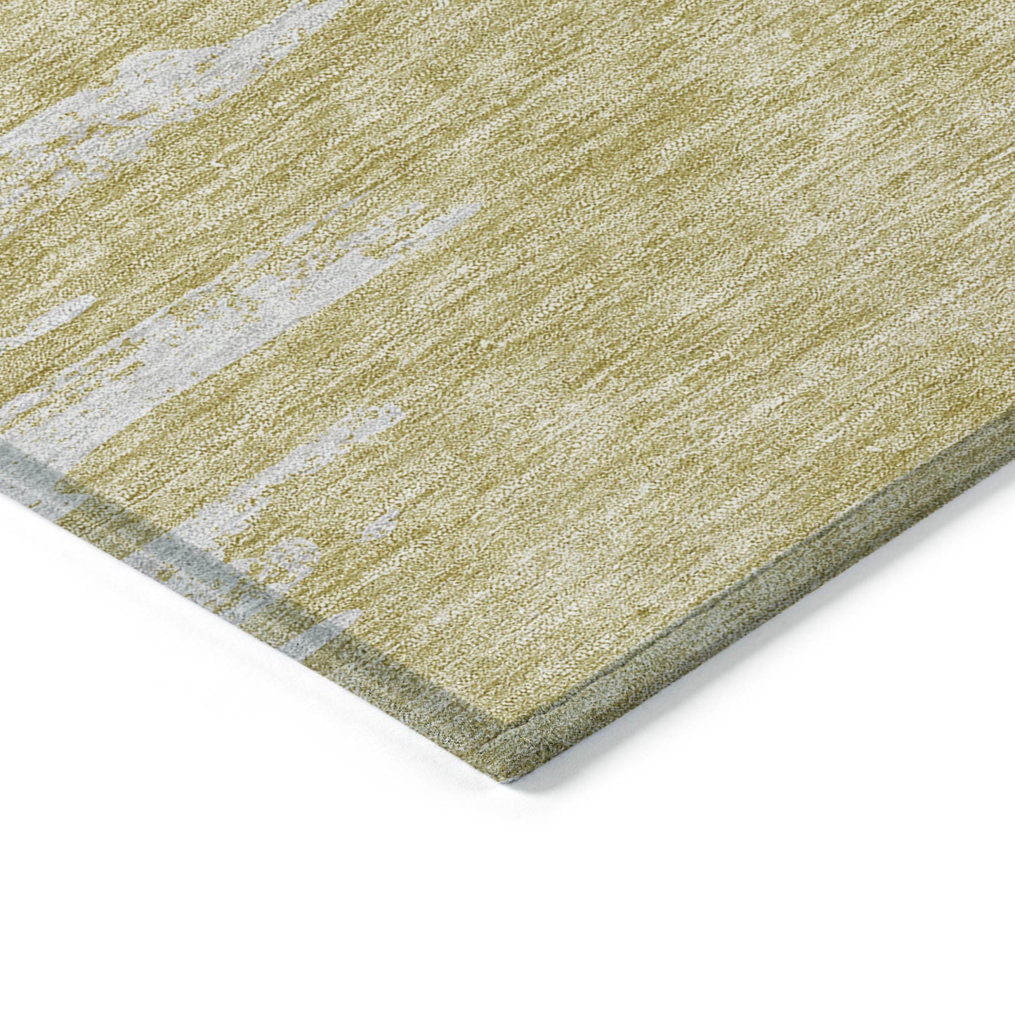 3' X 5' Gold And Ivory Abstract Washable Indoor Outdoor Area Rug-3