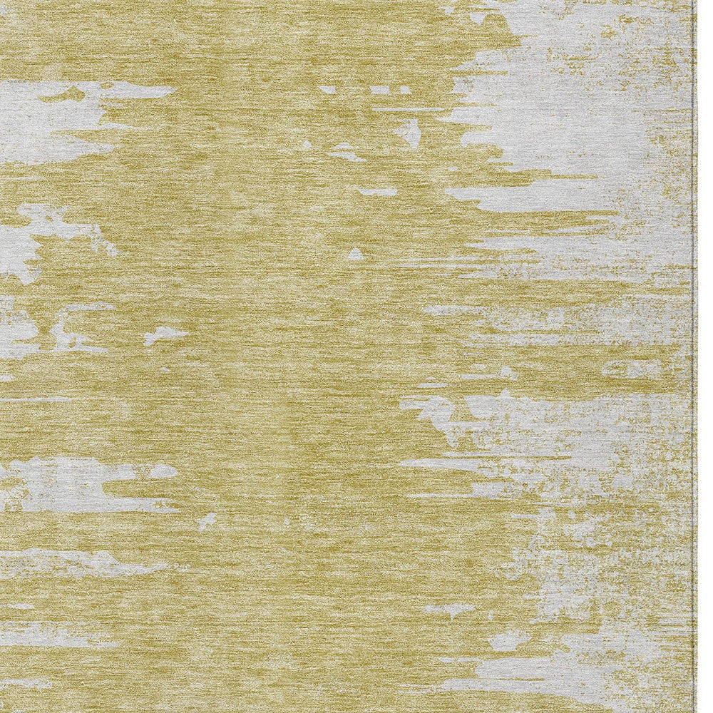 3' X 5' Gold And Ivory Abstract Washable Indoor Outdoor Area Rug-4