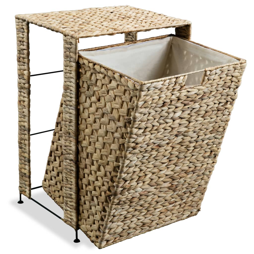 vidaXL Laundry Basket 17.3"x13.4"x25.2" Water Hyacinth features a sturdy design, perfect for organizing laundry stylishly.