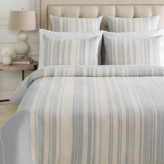Baraniferho Ice Blue Striped Linen Bedding Set-0