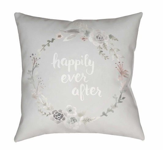 Placer Floral Happily Ever After Accent Pillow in light gray features a floral design and soft, durable fabric.